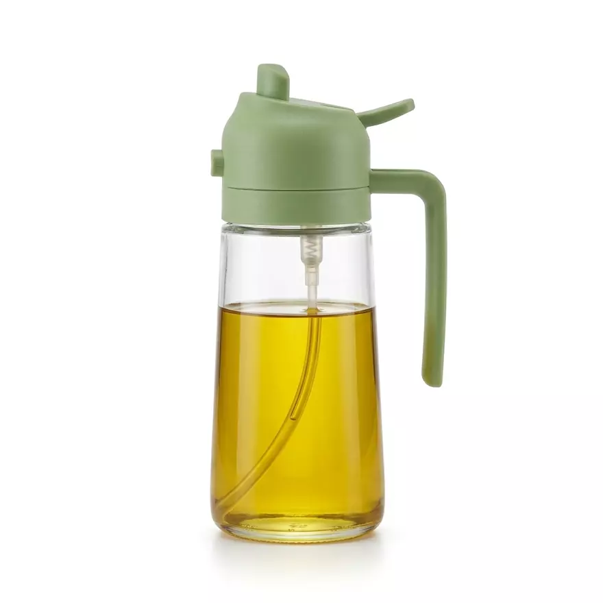 Clean studio look · Green cap, clear glass